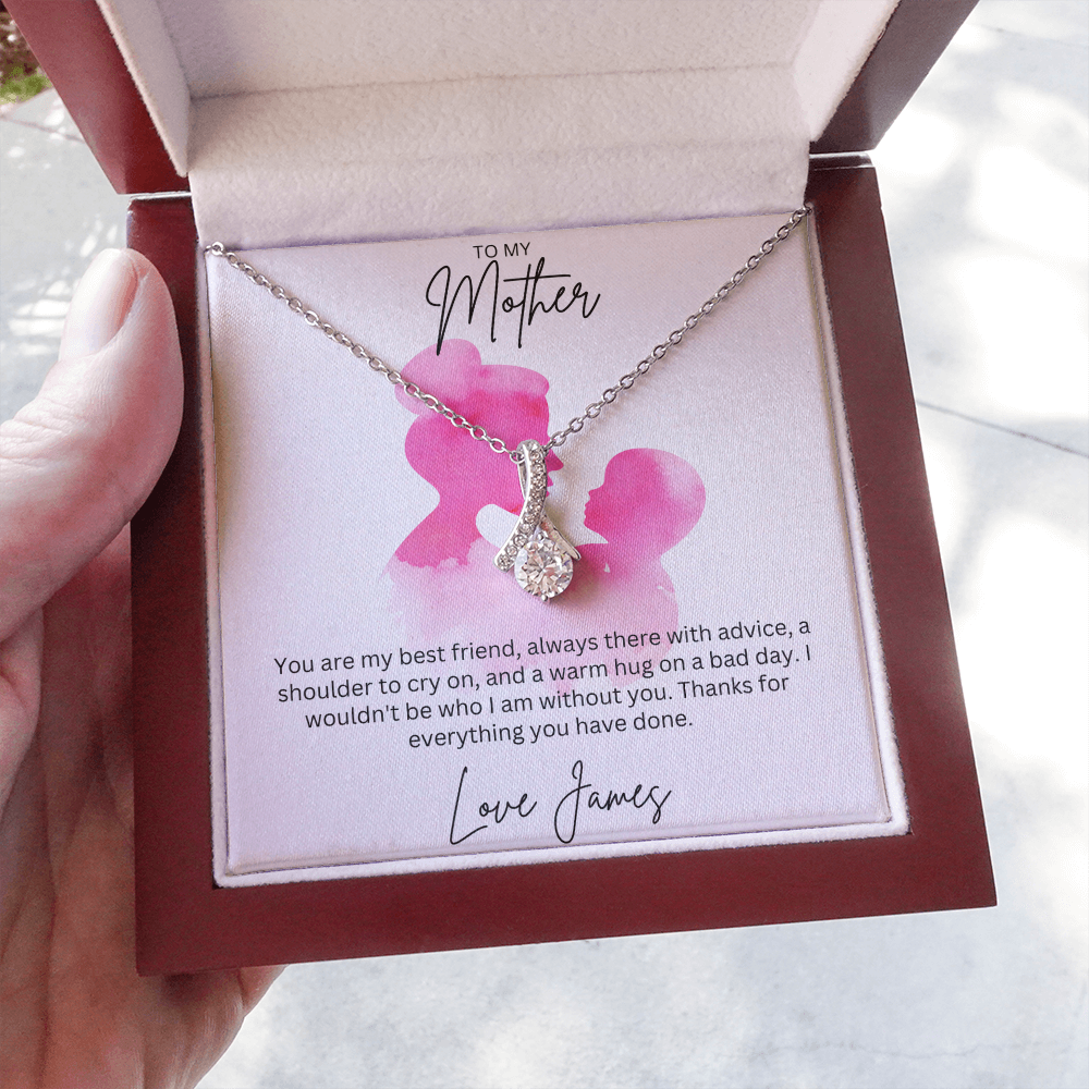 To My Mother - Sterling Silver Necklace With Personalised Custom Message Card - Gift from Son / Daughter