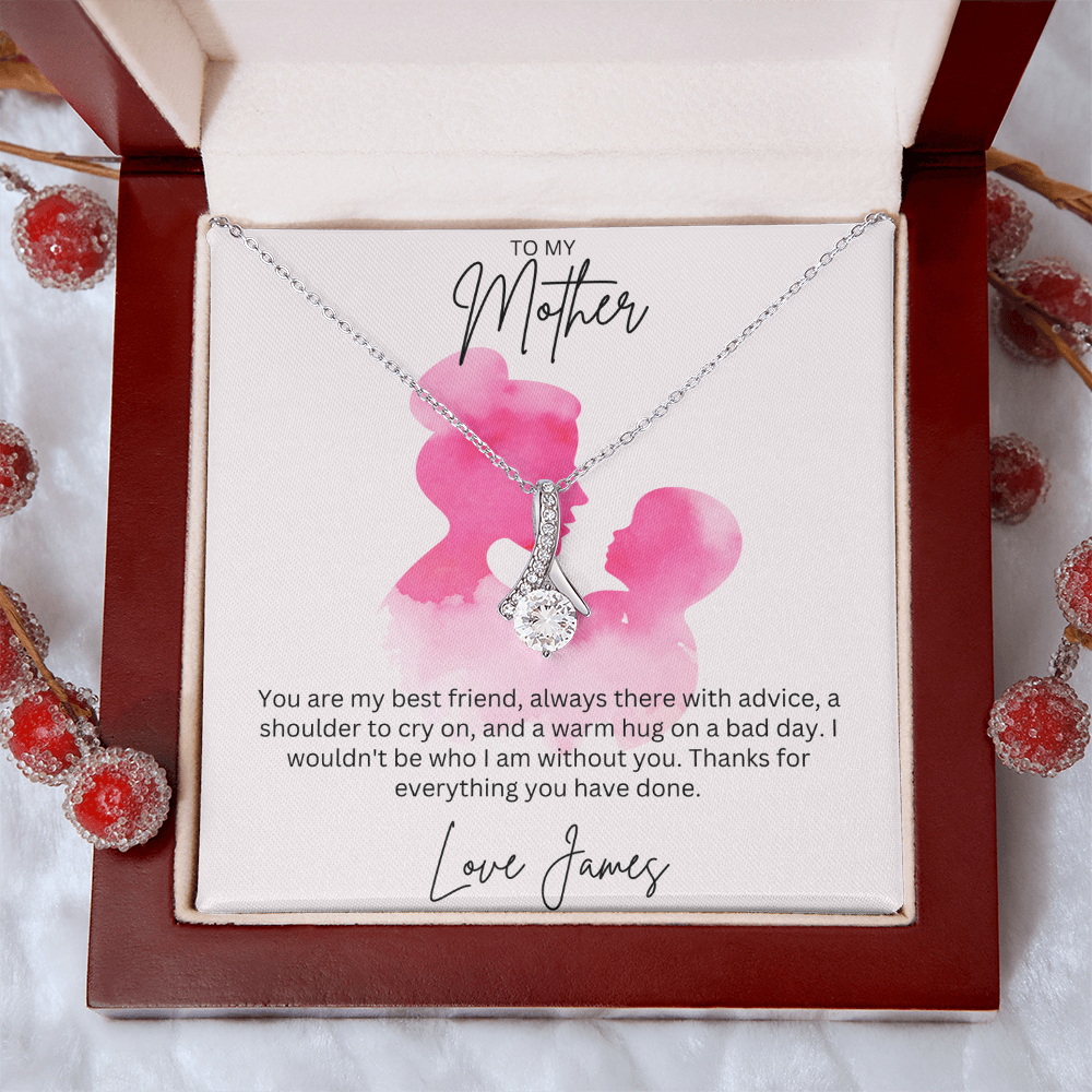 To My Mother - Sterling Silver Necklace With Personalised Custom Message Card - Gift from Son / Daughter