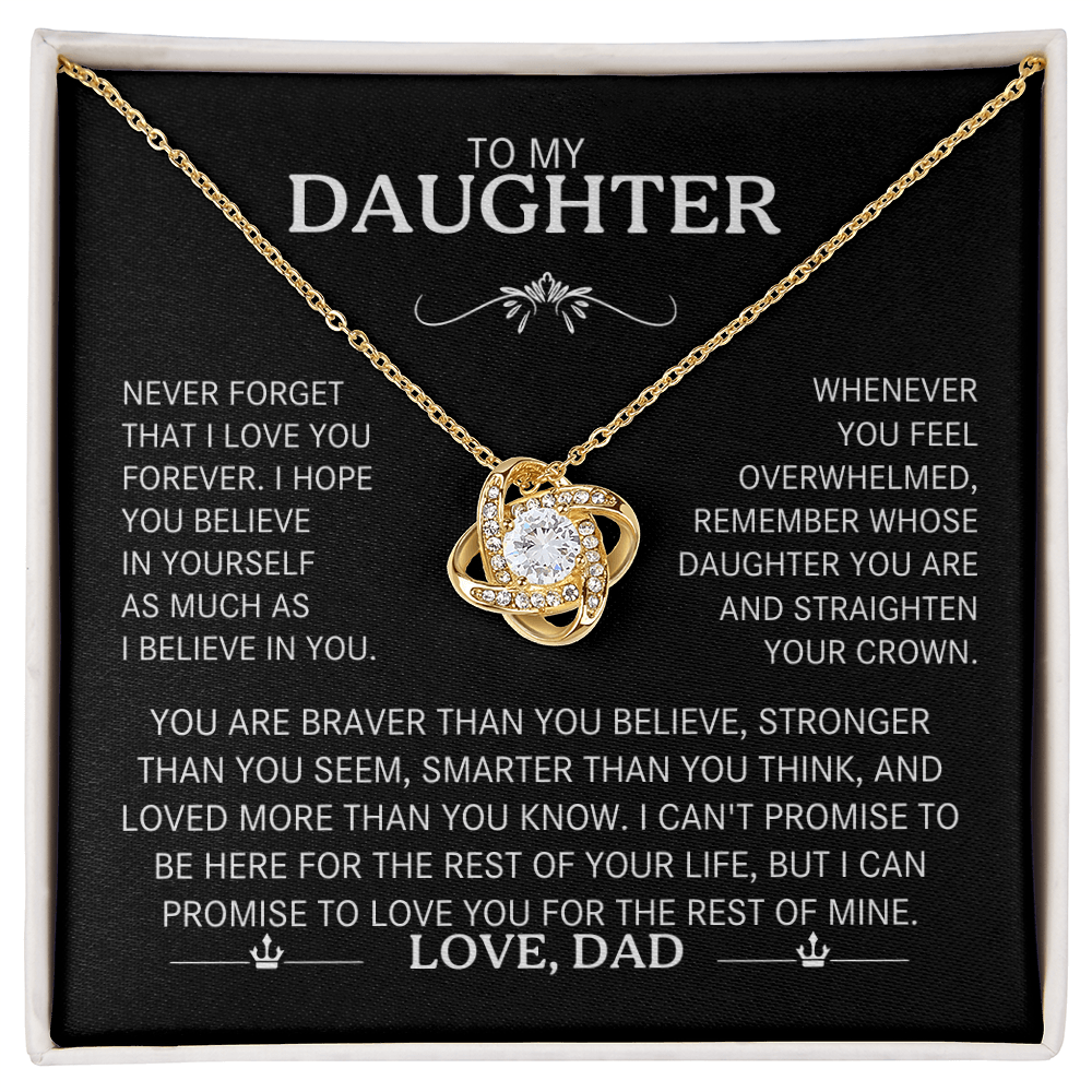 To My Daughter Silver Love Knot Necklace Gift From Dad to Daughter - Personalized Message