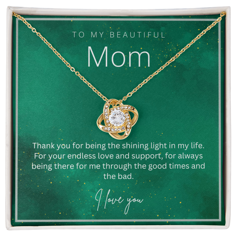 To My Beautiful Mom - Beautiful Love Knot Necklace From Son / Daughter