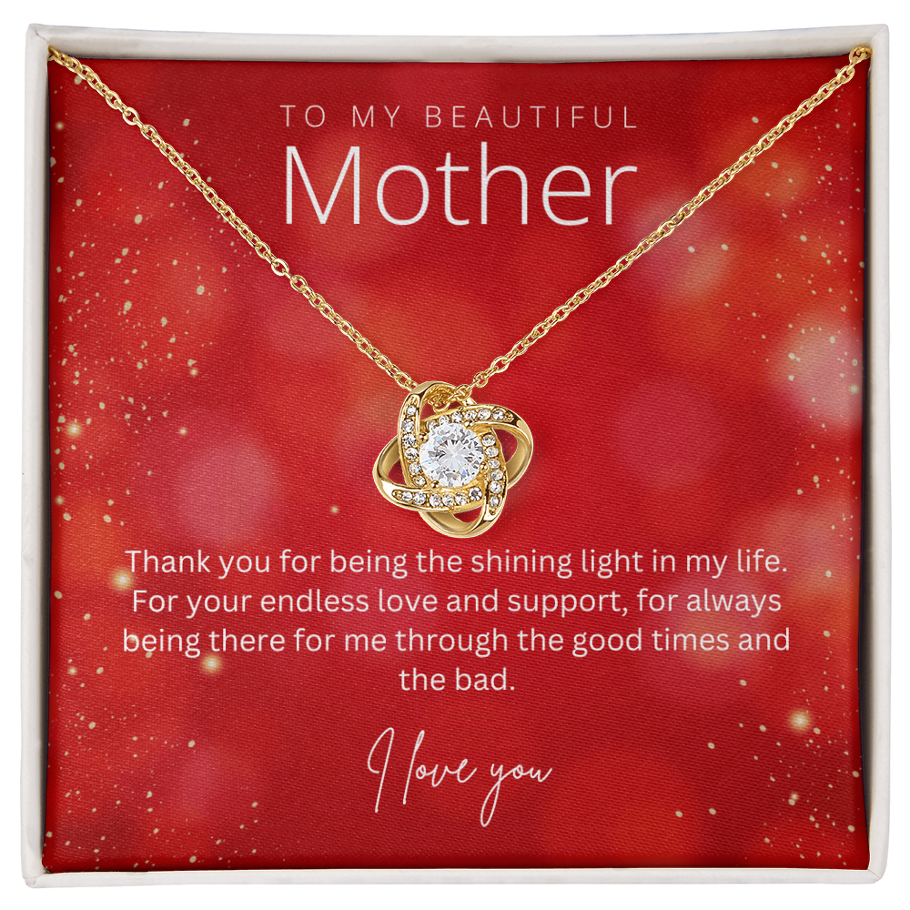 To My Beautiful Mother - Sterling Silver Necklace Personalised Gift With A Custom Message Card - Gift from Son / Daughter For Mum