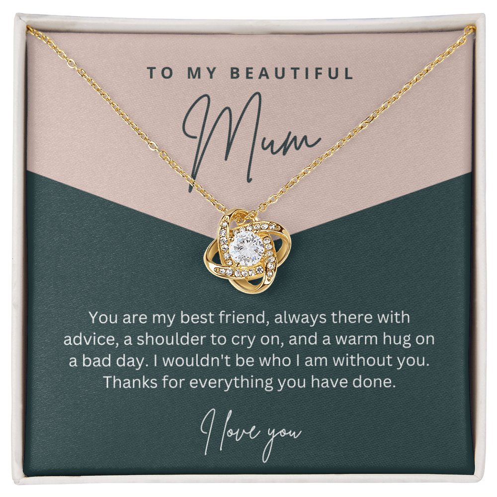 To My Beautiful Mum - Sterling Silver Necklace Personalised Gift With A Custom Message Card - Gift from Son / Daughter For Mum Two Tone