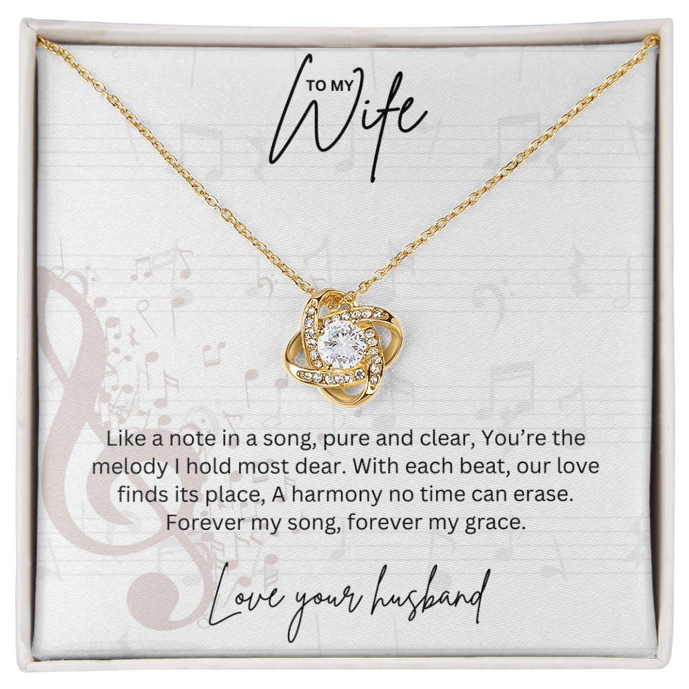 Gift For Musical Wife - Sterling Silver Love Knot Necklace - Anniversary Gift For Her
