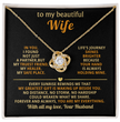 To My Beautiful Wife Love Knot Necklace, personalised Message Card Gift Boxed Wife Anniversary Gift