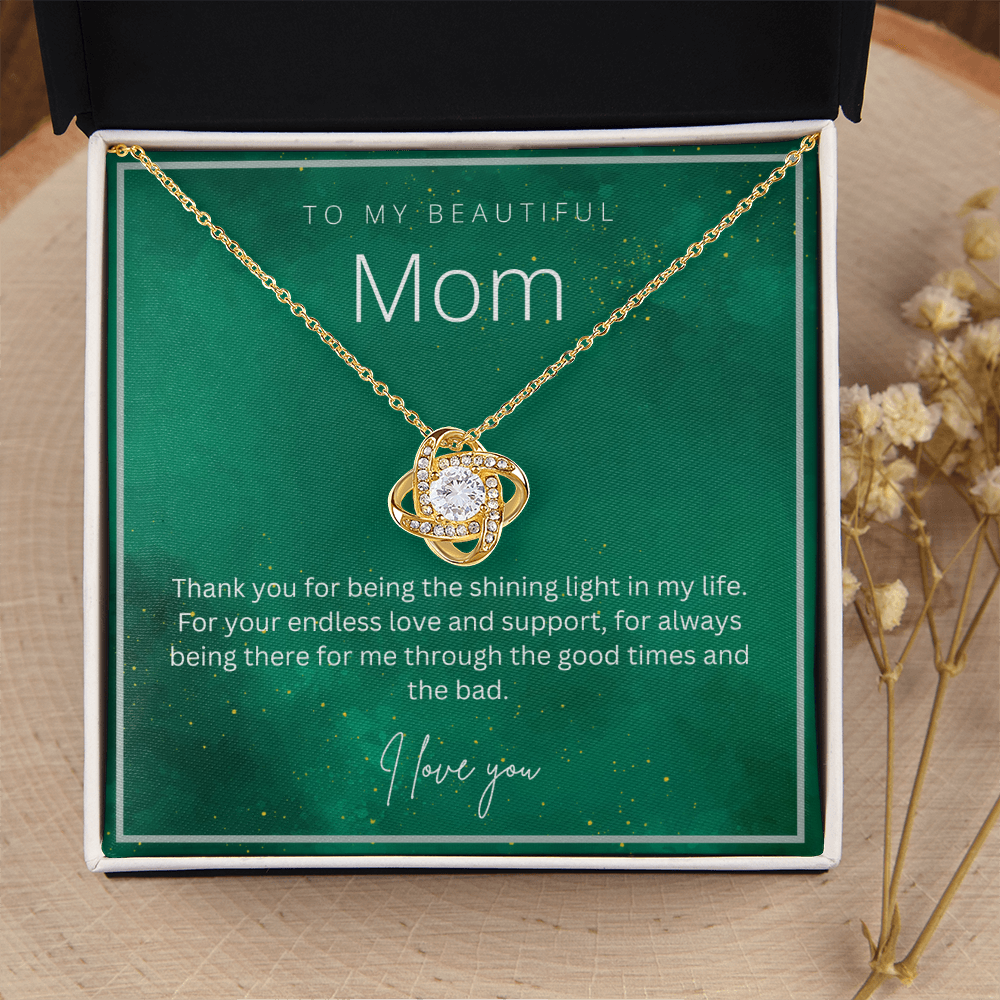 To My Beautiful Mom - Beautiful Love Knot Necklace From Son / Daughter