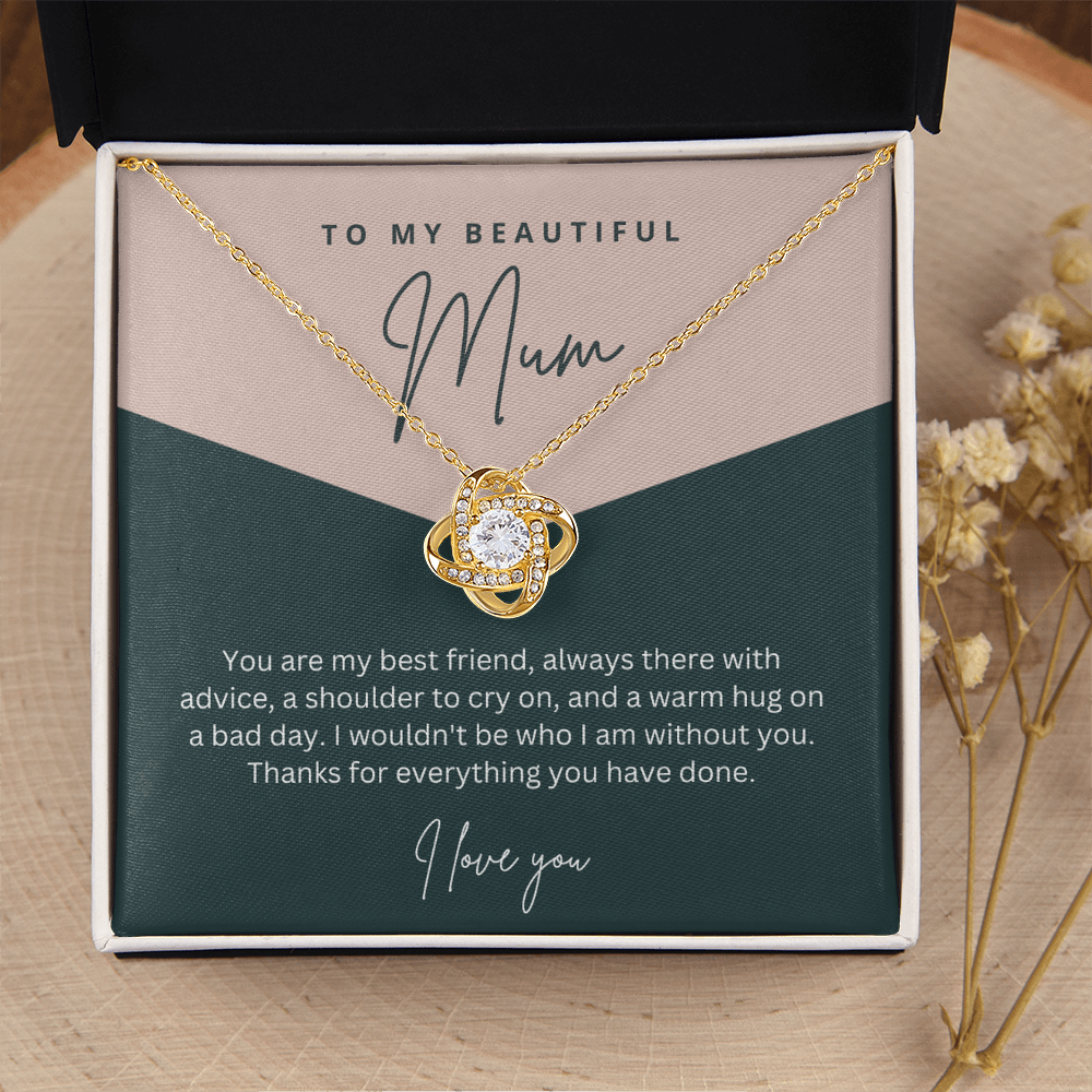 To My Beautiful Mum - Sterling Silver Necklace Personalised Gift With A Custom Message Card - Gift from Son / Daughter For Mum Two Tone