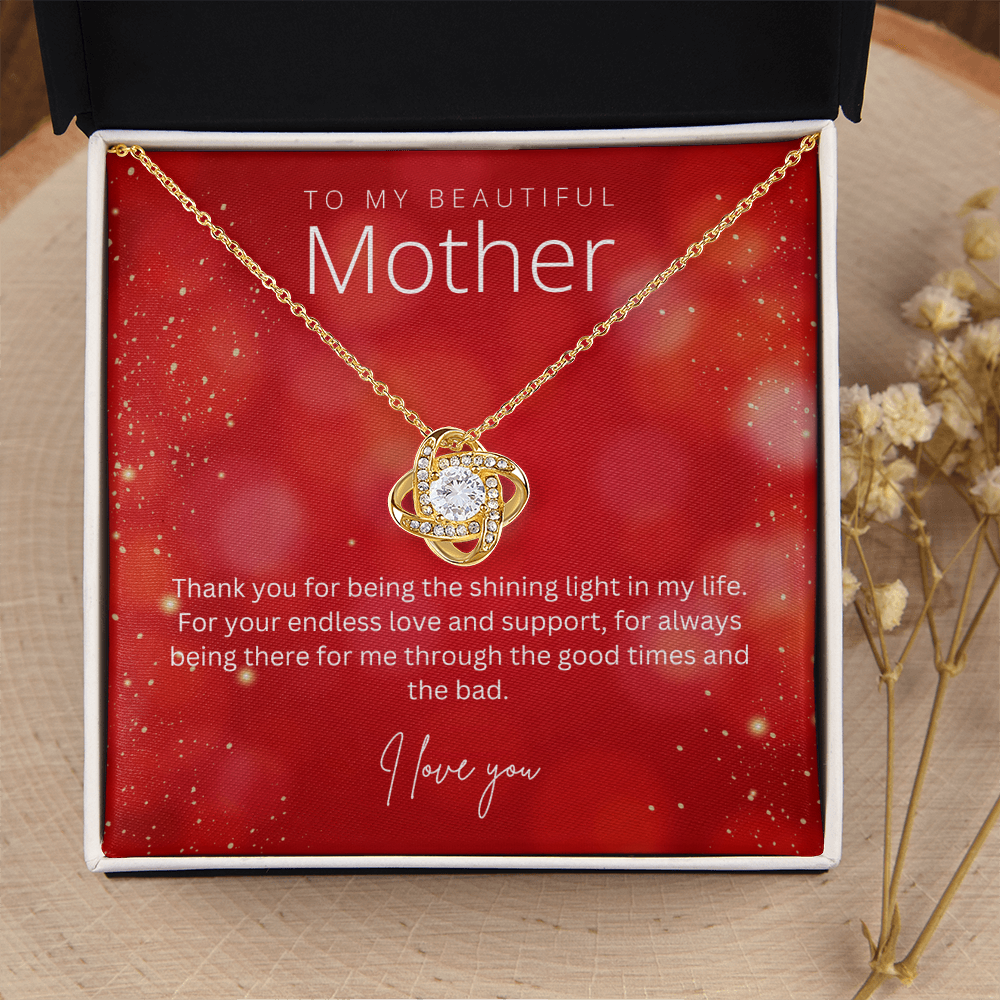 To My Beautiful Mother - Sterling Silver Necklace Personalised Gift With A Custom Message Card - Gift from Son / Daughter For Mum