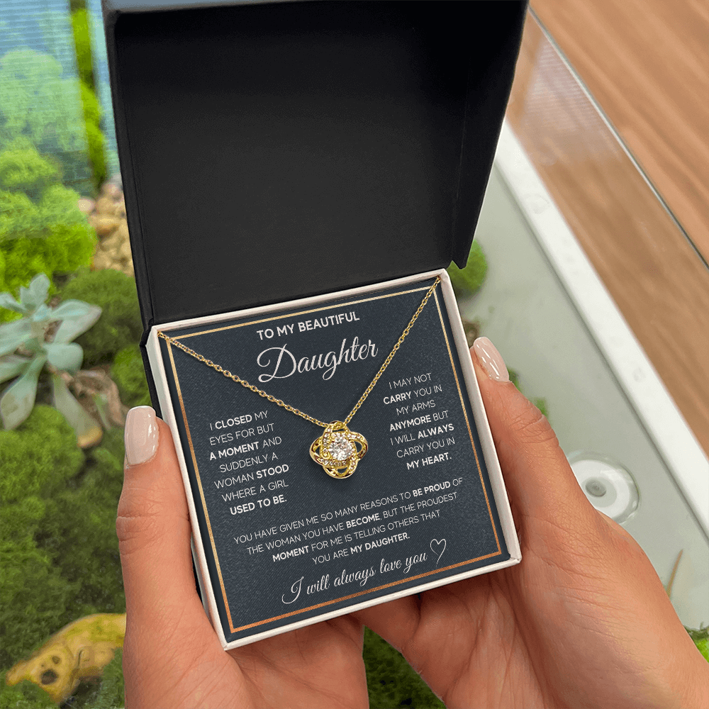 To My Beautiful Daughter Love Knot Gift Jewelry From Mom And Dad
