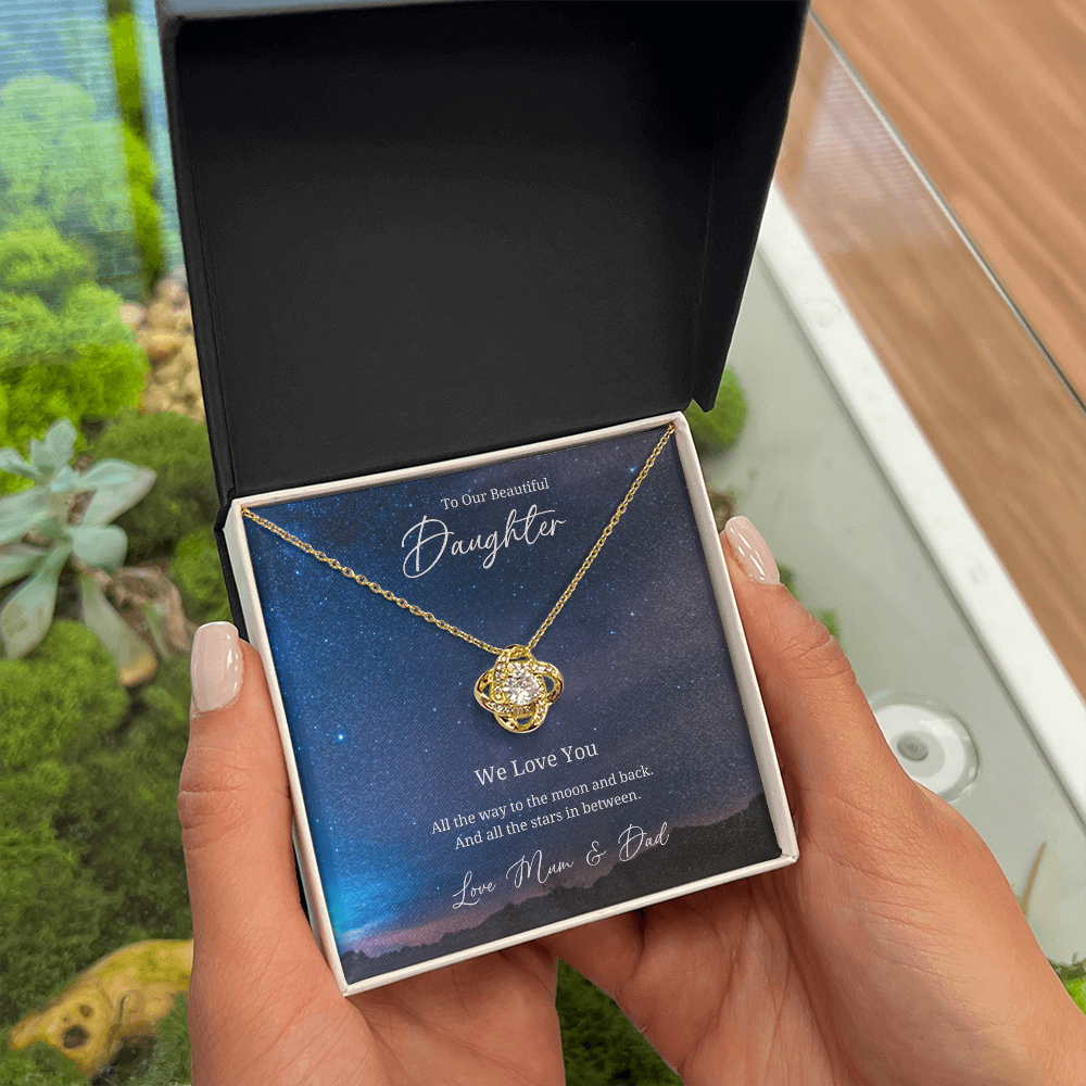 To My Beautful Daughter - Sterling Silver Necklace Personalised Gift With A Custom Message Card - Jewellery Gift for Daughter From Parents