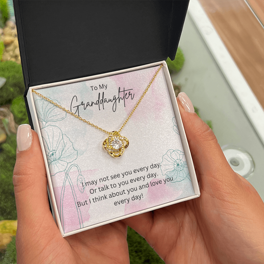 To My Granddaughter - Silver Necklace Gift from Grandparent - Personalised Message Card