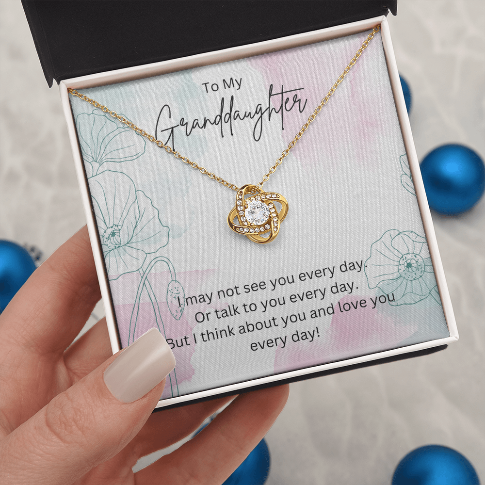 To My Granddaughter - Silver Necklace Gift from Grandparent - Personalised Message Card