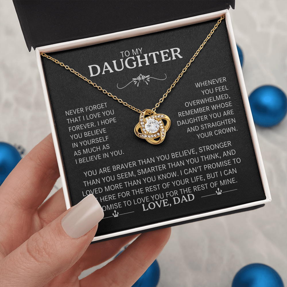 To My Daughter Silver Love Knot Necklace Gift From Dad to Daughter - Personalized Message