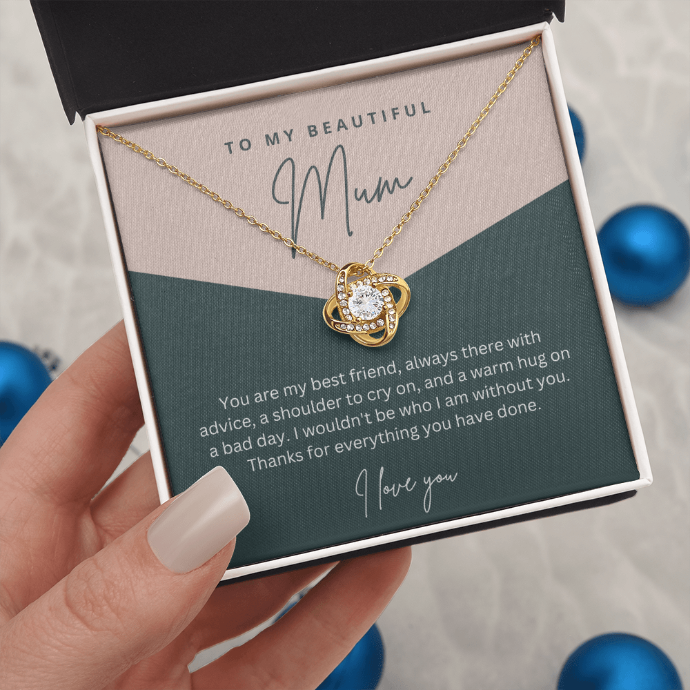 To My Beautiful Mum - Sterling Silver Necklace Personalised Gift With A Custom Message Card - Gift from Son / Daughter For Mum Two Tone