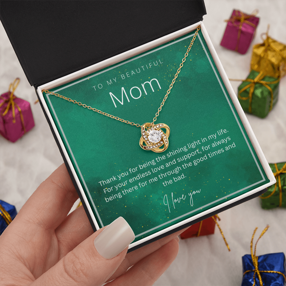 To My Beautiful Mom - Beautiful Love Knot Necklace From Son / Daughter