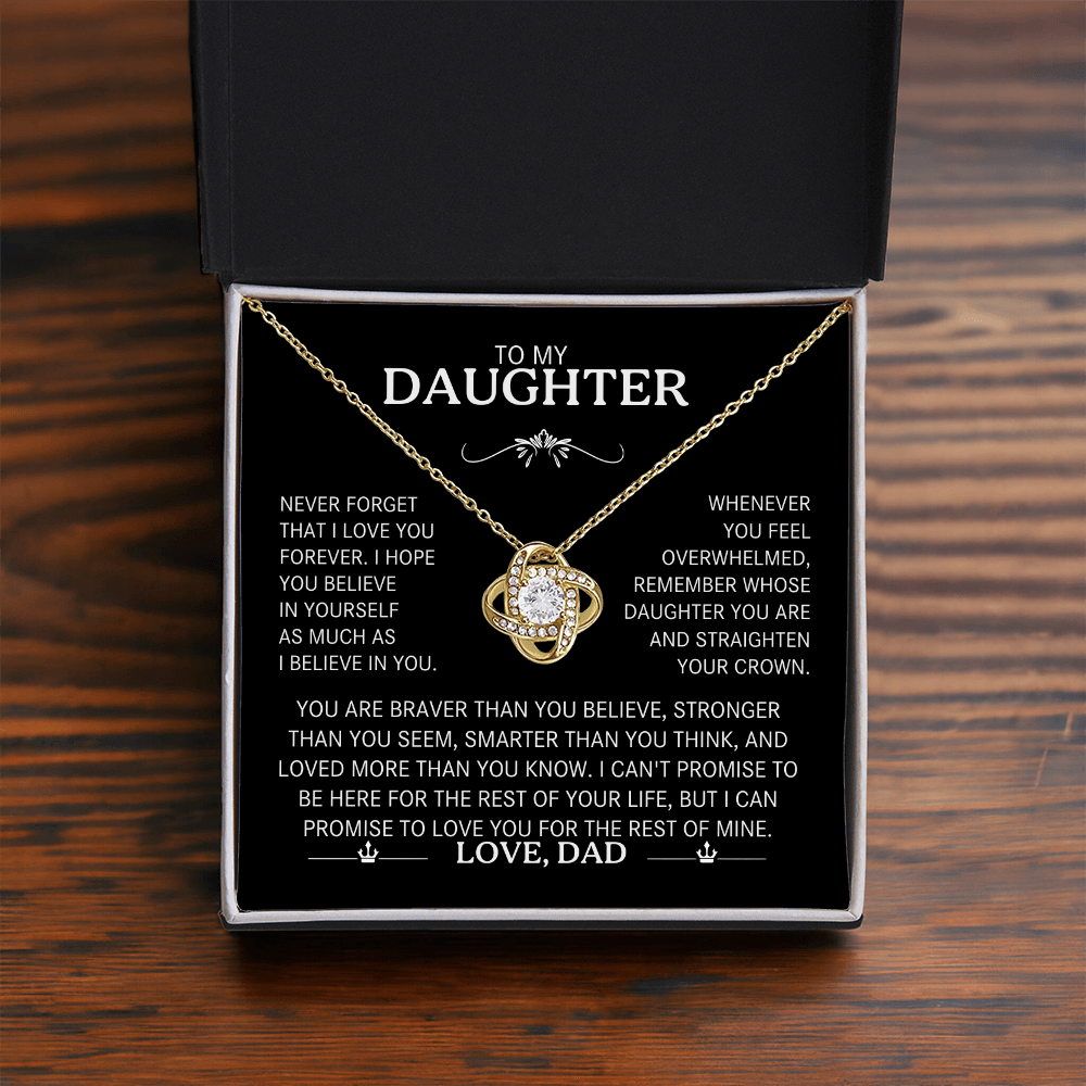 To My Daughter Silver Love Knot Necklace Gift From Dad to Daughter - Personalized Message