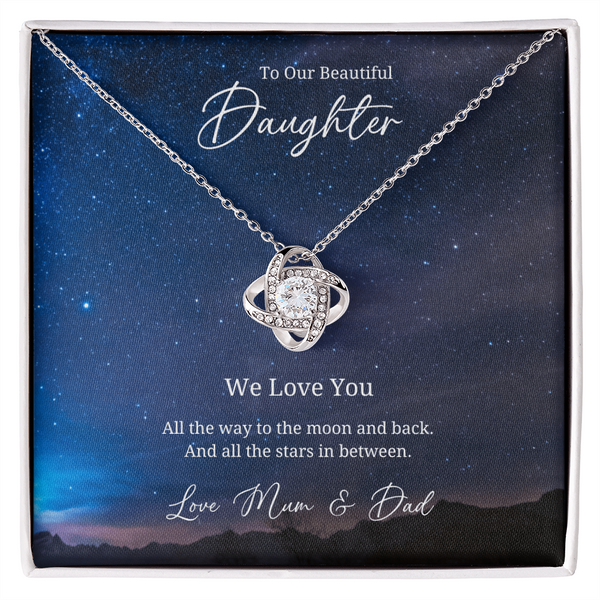 To My Beautful Daughter - Sterling Silver Necklace Personalised Gift With A Custom Message Card - Jewellery Gift for Daughter From Parents
