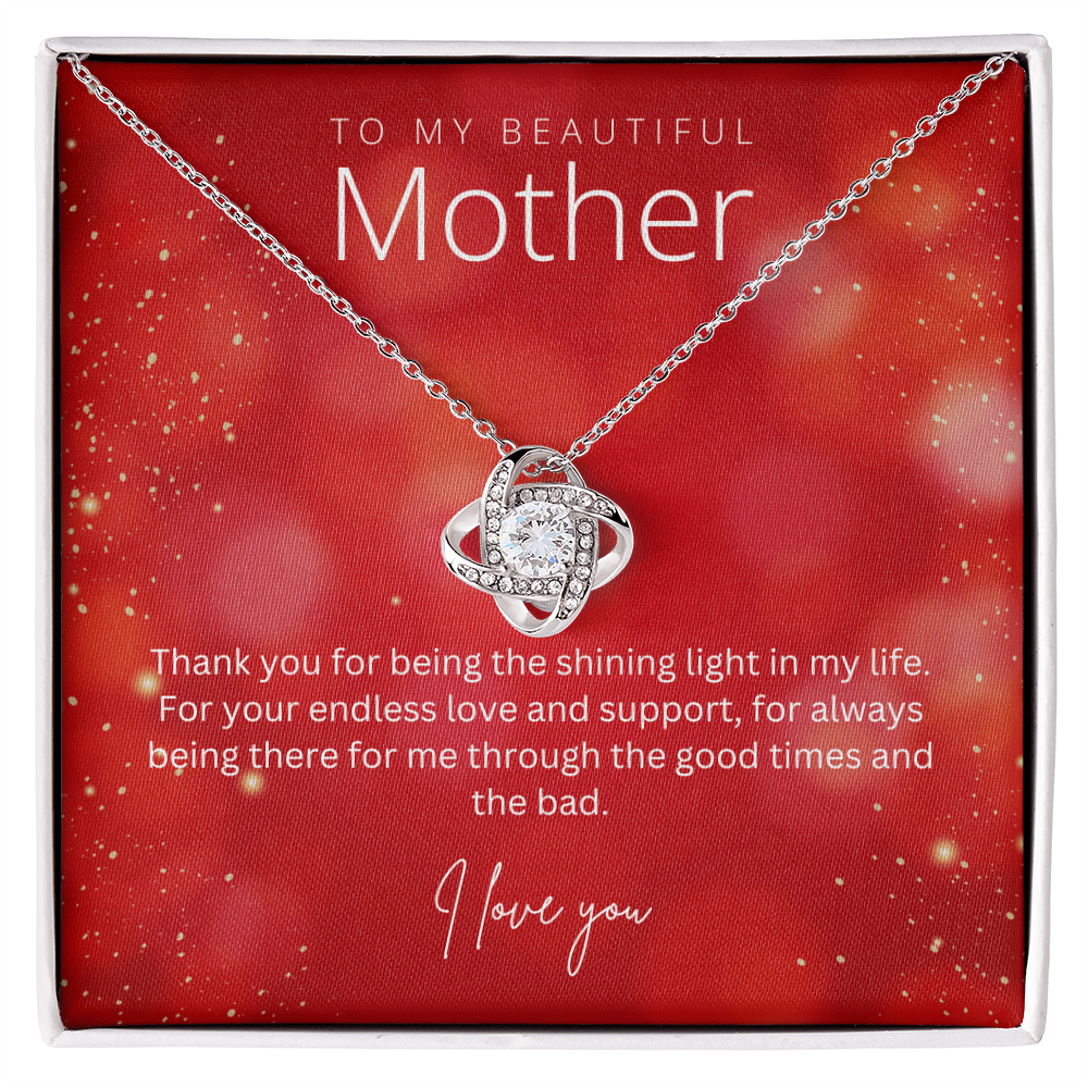 To My Beautiful Mother - Sterling Silver Necklace Personalised Gift With A Custom Message Card - Gift from Son / Daughter For Mum