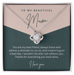 To My Beautiful Mum - Sterling Silver Necklace Personalised Gift With A Custom Message Card - Gift from Son / Daughter For Mum Two Tone