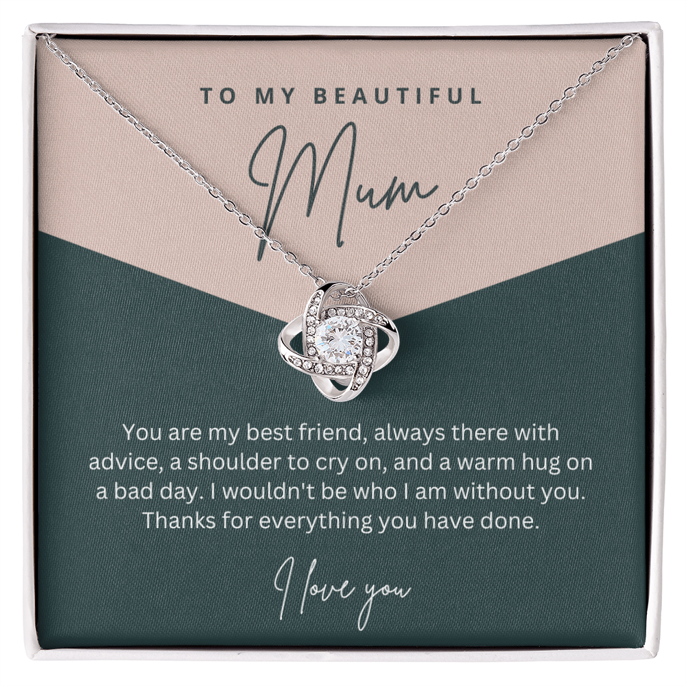 To My Beautiful Mum - Sterling Silver Necklace Personalised Gift With A Custom Message Card - Gift from Son / Daughter For Mum Two Tone