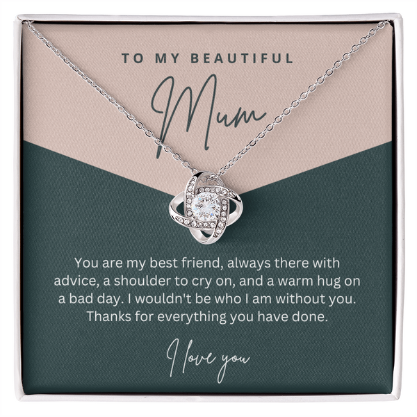 To My Beautiful Mum - Sterling Silver Necklace Personalised Gift With A Custom Message Card - Gift from Son / Daughter For Mum Two Tone