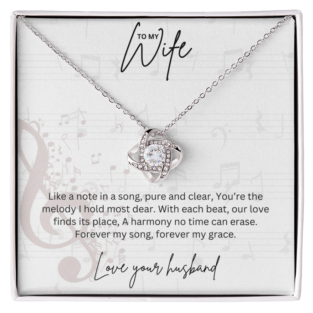 Gift For Musical Wife - Sterling Silver Love Knot Necklace - Anniversary Gift For Her