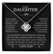 To My Daughter Silver Love Knot Necklace Gift From Dad to Daughter - Personalized Message