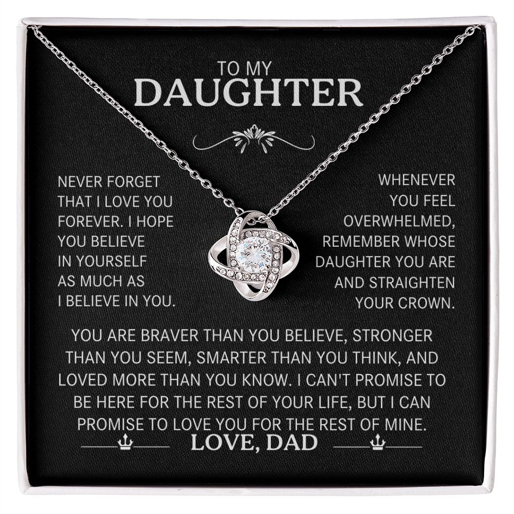 To My Daughter Silver Love Knot Necklace Gift From Dad to Daughter - Personalized Message