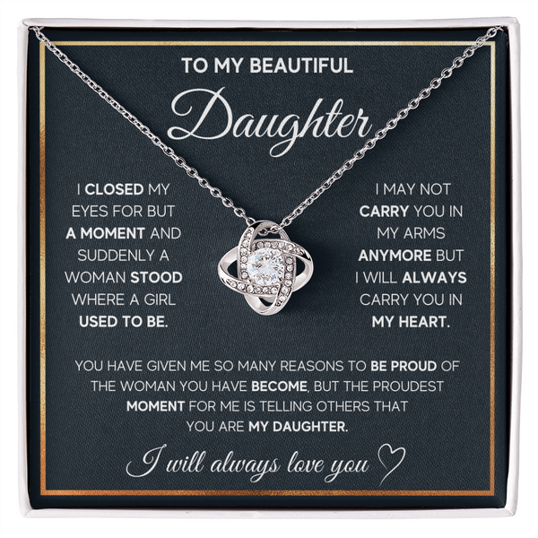 To My Beautiful Daughter Love Knot Gift Jewelry From Mom And Dad