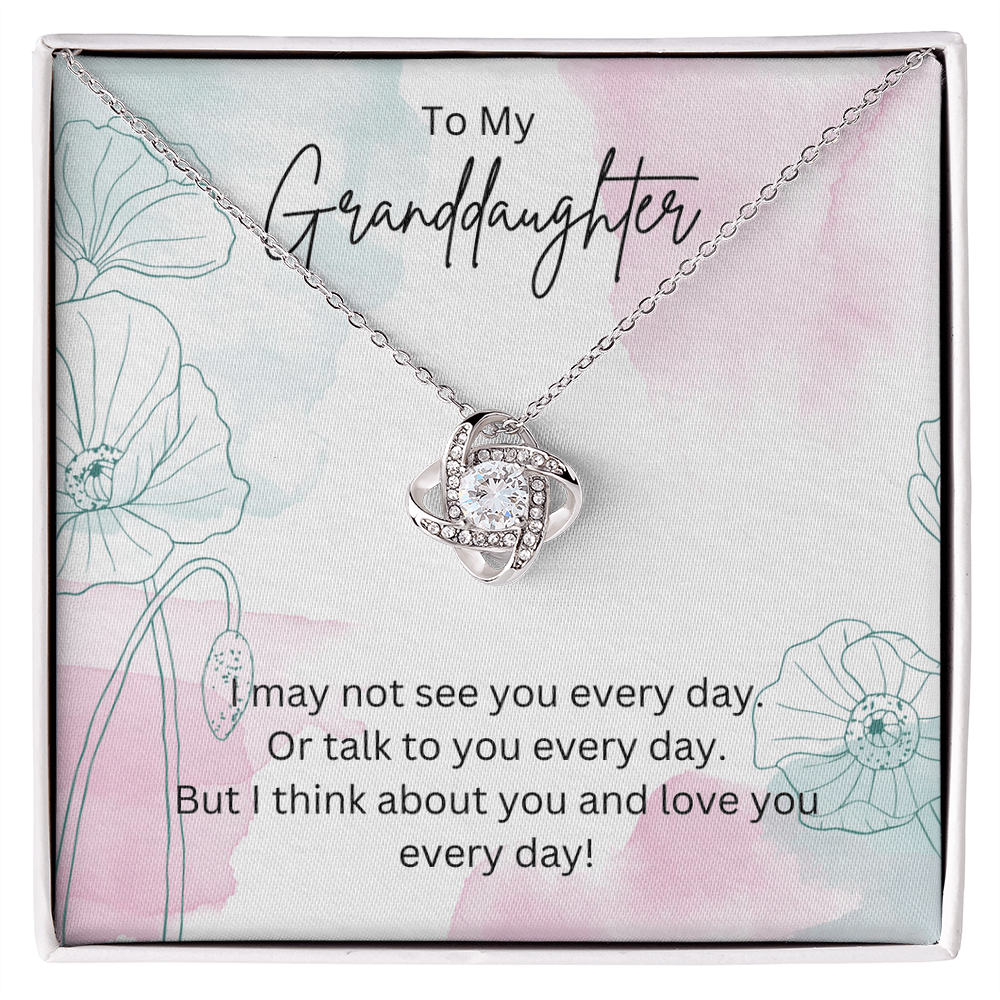 To My Granddaughter - Silver Necklace Gift from Grandparent - Personalised Message Card