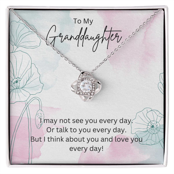 To My Granddaughter - Silver Necklace Gift from Grandparent - Personalised Message Card