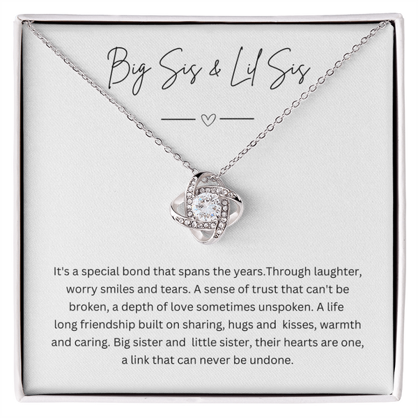 Big Sis & Lil Sis - Silver Necklace Gift Jewellery For Sisters With Personalised Message Card