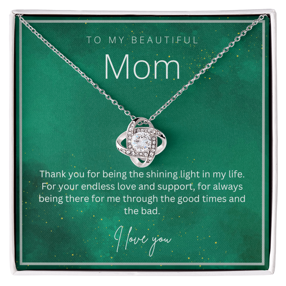 To My Beautiful Mom - Beautiful Love Knot Necklace From Son / Daughter