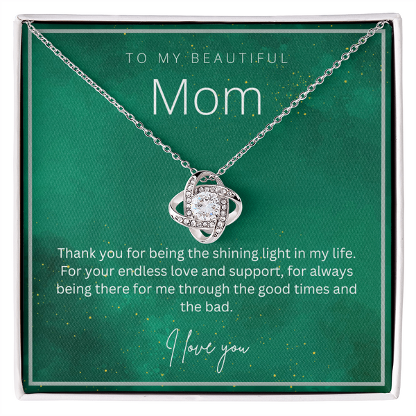 To My Beautiful Mom - Beautiful Love Knot Necklace From Son / Daughter