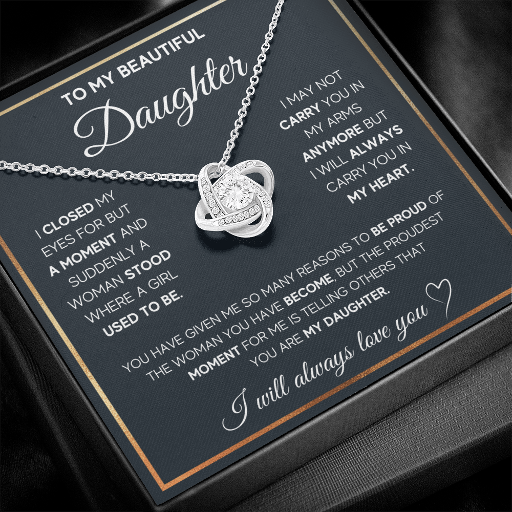 To My Beautiful Daughter Love Knot Gift Jewelry From Mom And Dad