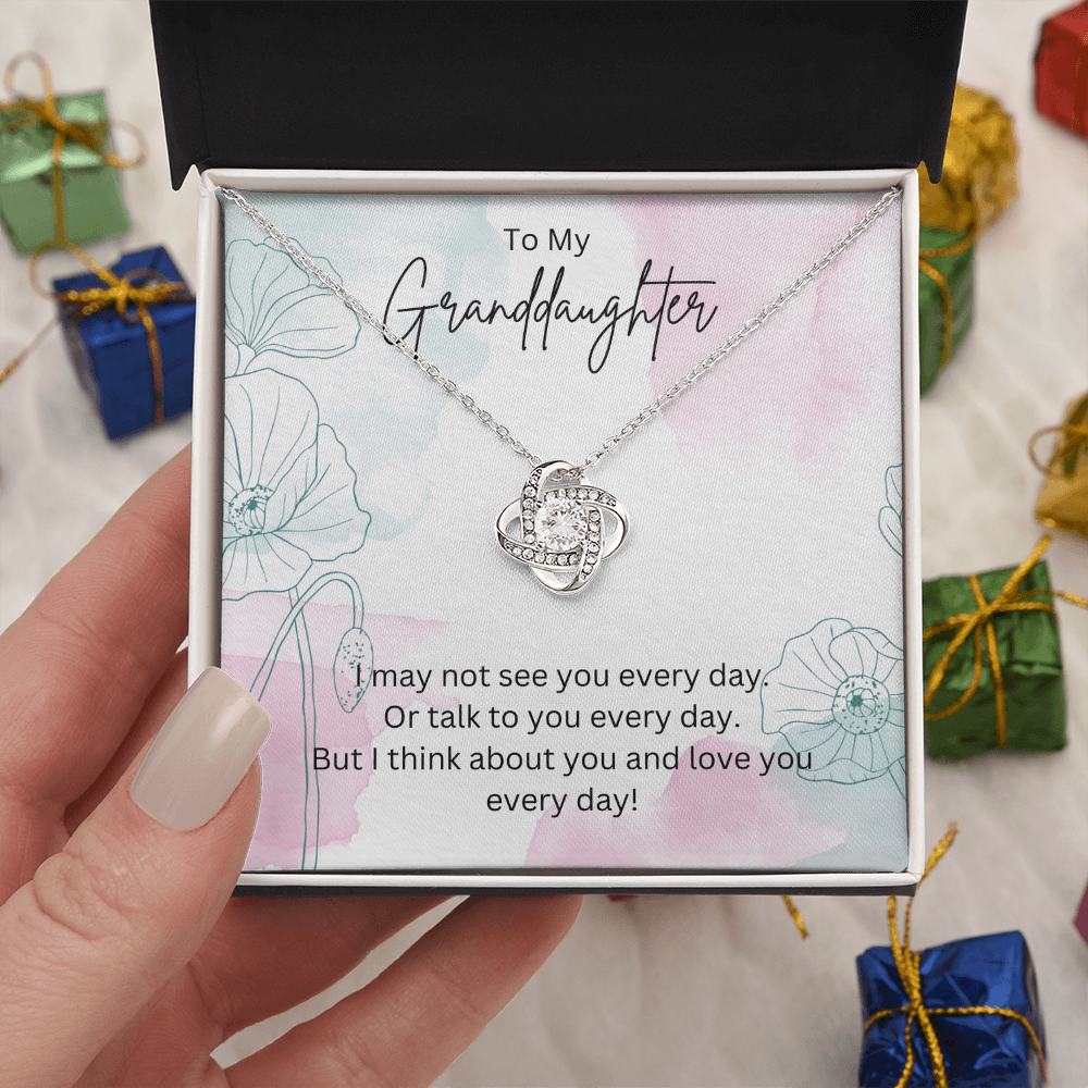 To My Granddaughter - Silver Necklace Gift from Grandparent - Personalised Message Card