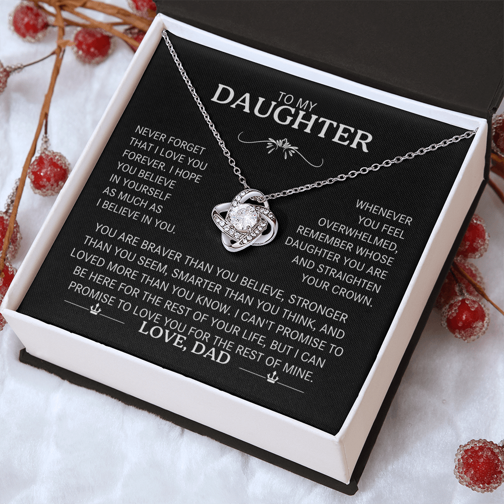 To My Daughter Silver Love Knot Necklace Gift From Dad to Daughter - Personalized Message