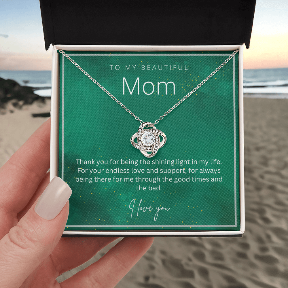 To My Beautiful Mom - Beautiful Love Knot Necklace From Son / Daughter
