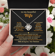 To My Beautiful Wife Love Knot Necklace, personalised Message Card Gift Boxed Wife Anniversary Gift