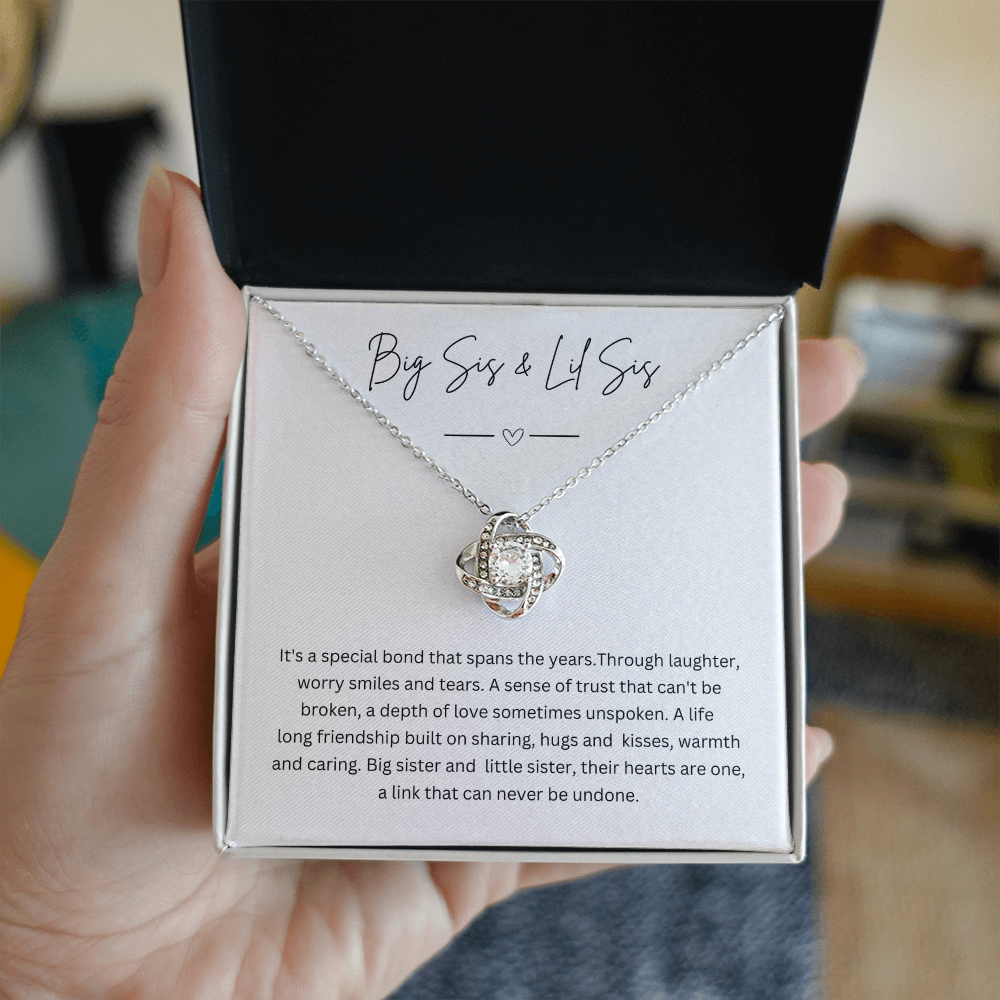 Big Sis & Lil Sis - Silver Necklace Gift Jewellery For Sisters With Personalised Message Card