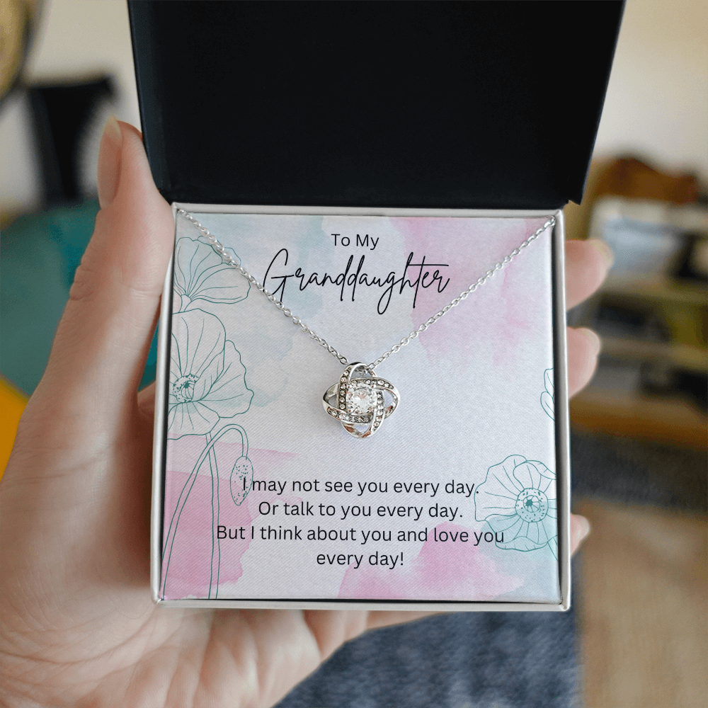 To My Granddaughter - Silver Necklace Gift from Grandparent - Personalised Message Card