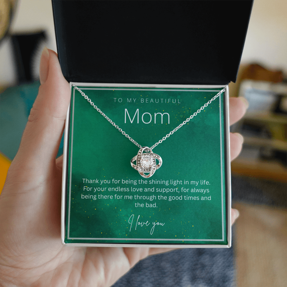 To My Beautiful Mom - Beautiful Love Knot Necklace From Son / Daughter