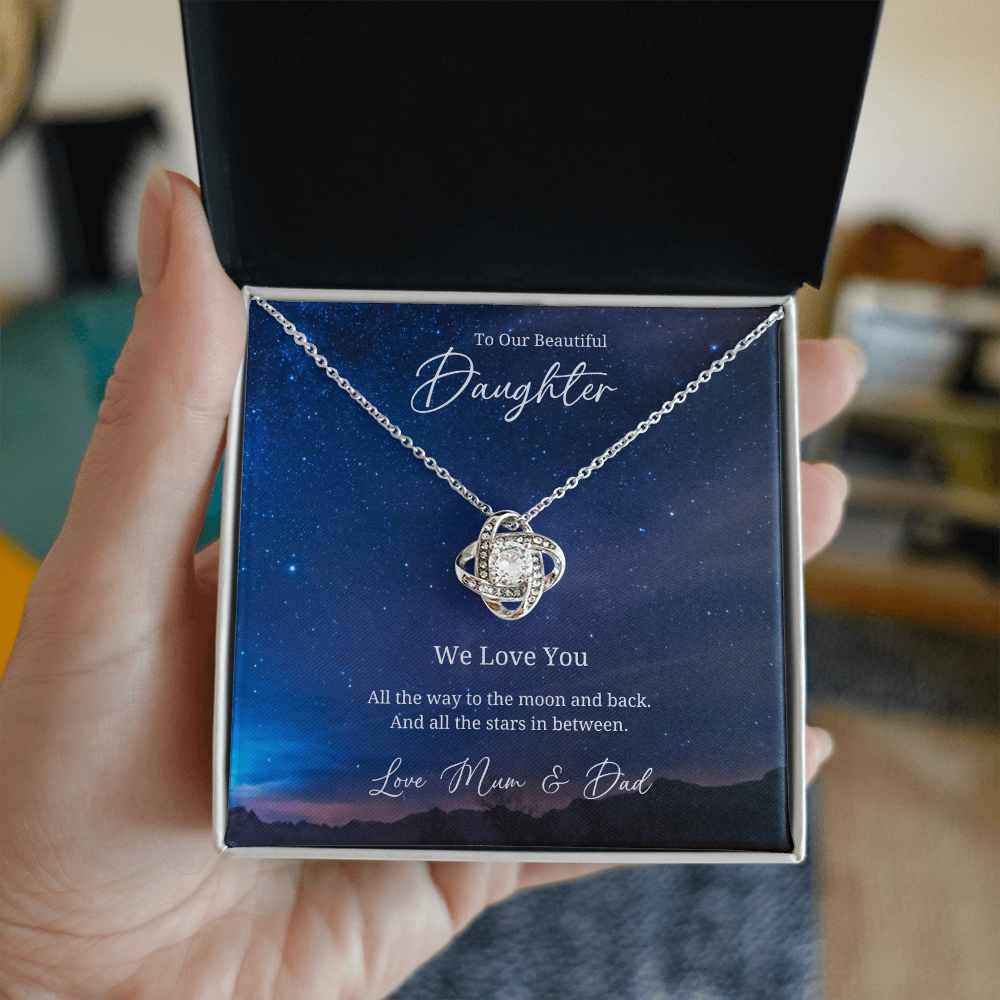 To My Beautful Daughter - Sterling Silver Necklace Personalised Gift With A Custom Message Card - Jewellery Gift for Daughter From Parents