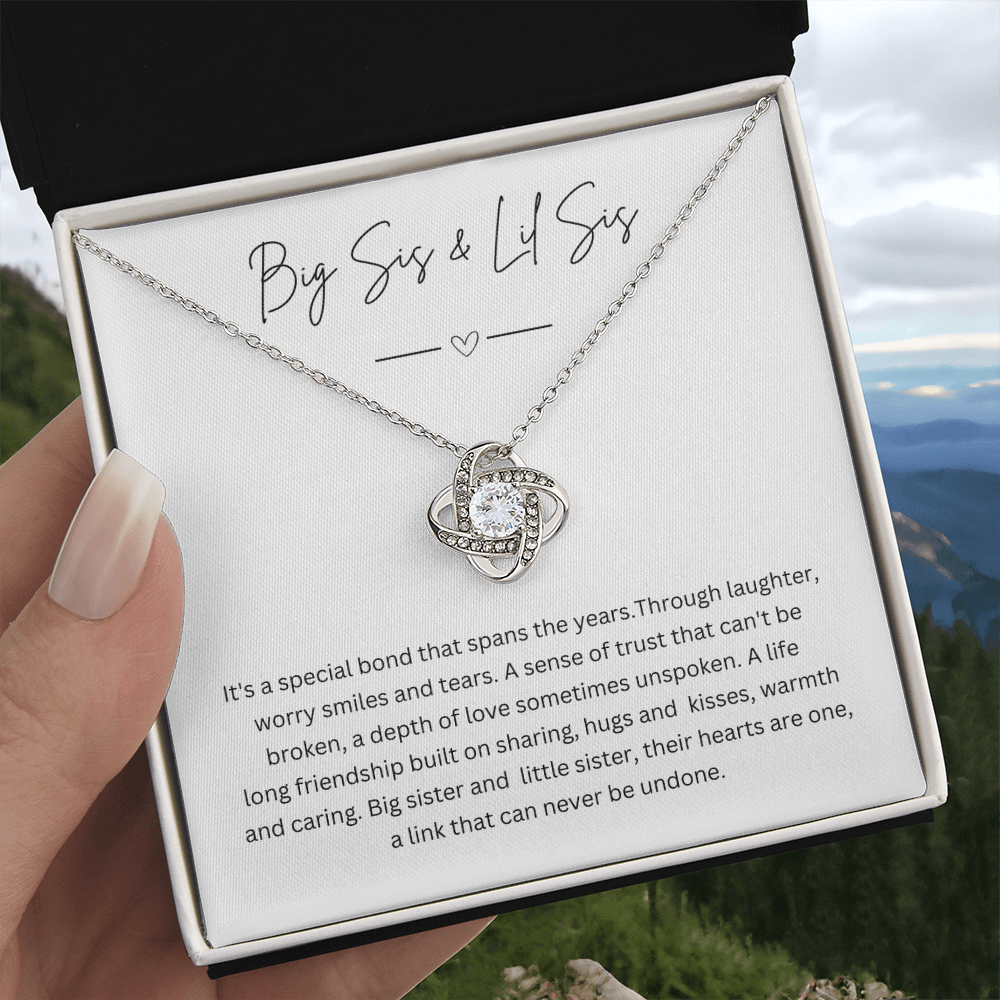 Big Sis & Lil Sis - Silver Necklace Gift Jewellery For Sisters With Personalised Message Card