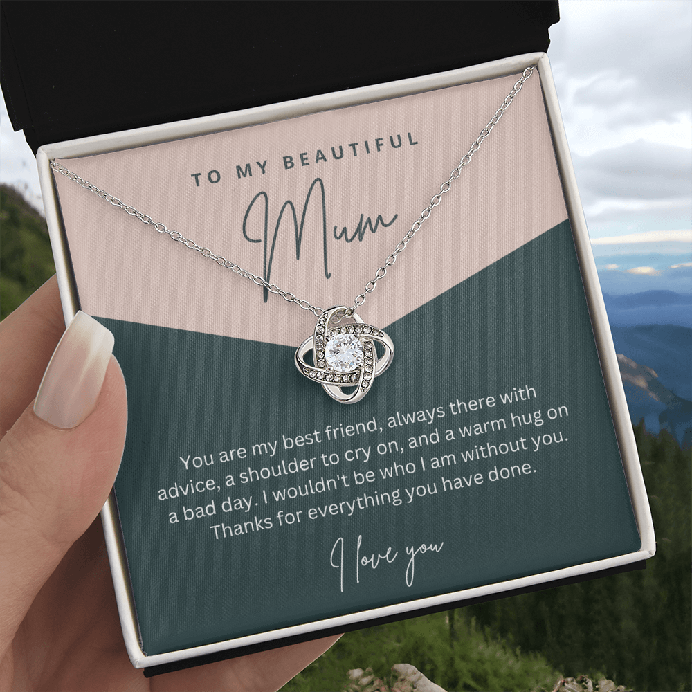 To My Beautiful Mum - Sterling Silver Necklace Personalised Gift With A Custom Message Card - Gift from Son / Daughter For Mum Two Tone