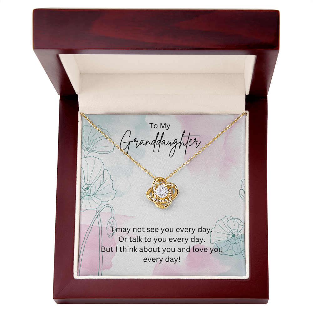 To My Granddaughter - Silver Necklace Gift from Grandparent - Personalised Message Card