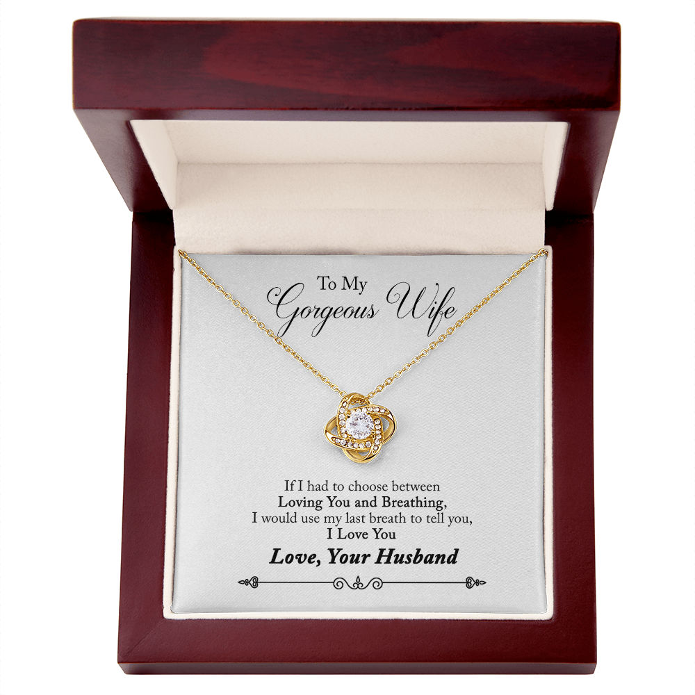To My Gorgeous Wife Beautiful Love Knot Necklace  Gift Boxed From Husband