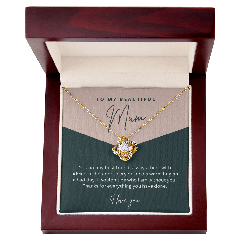 To My Beautiful Mum - Sterling Silver Necklace Personalised Gift With A Custom Message Card - Gift from Son / Daughter For Mum Two Tone