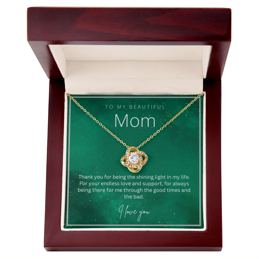 To My Beautiful Mom - Beautiful Love Knot Necklace From Son / Daughter