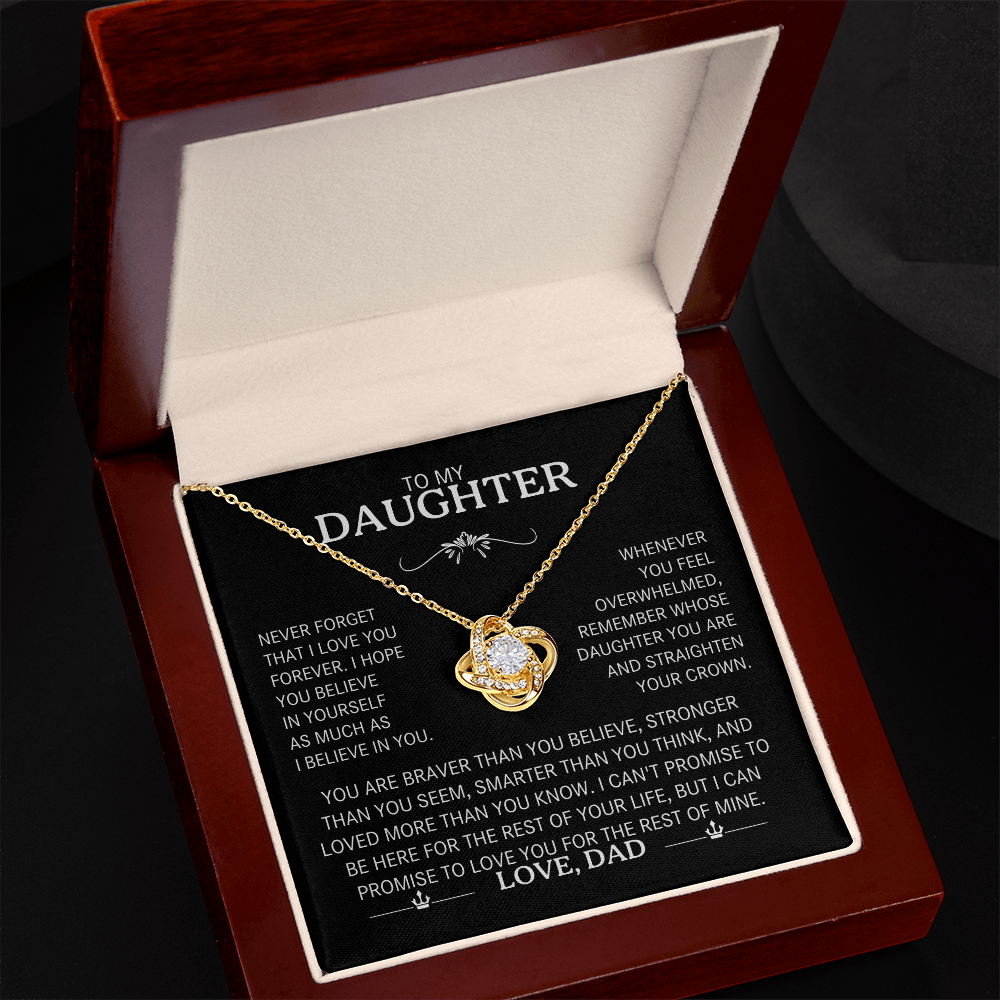 To My Daughter Silver Love Knot Necklace Gift From Dad to Daughter - Personalized Message