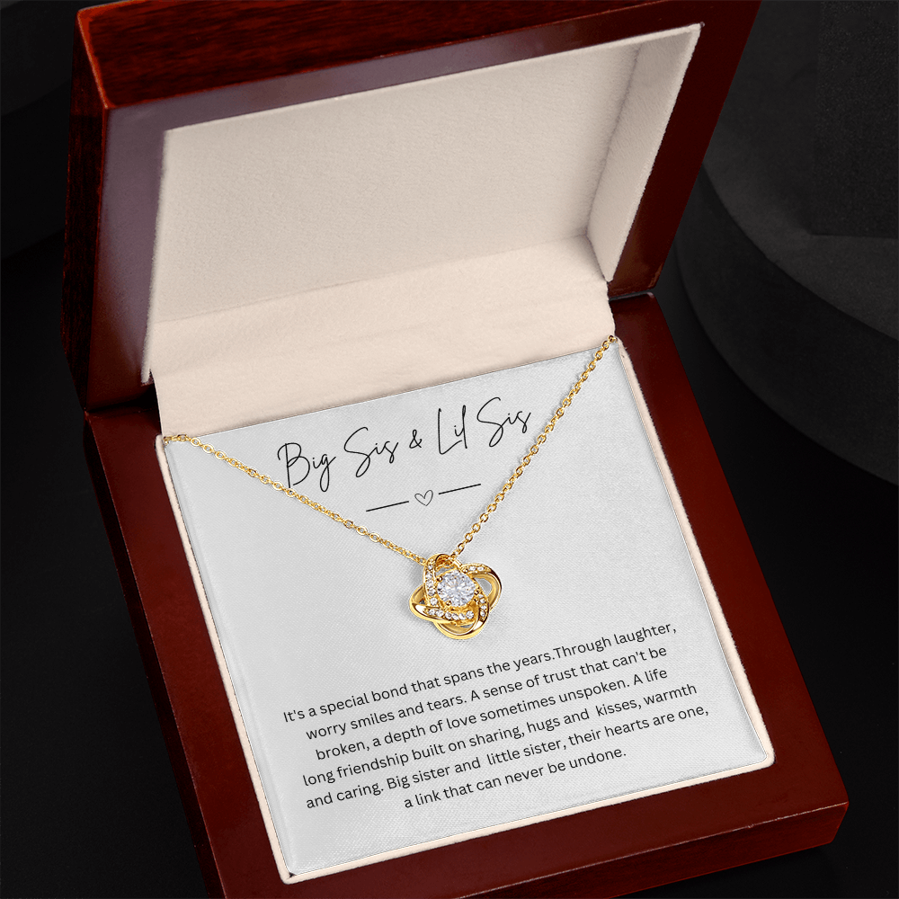 Big Sis & Lil Sis - Silver Necklace Gift Jewellery For Sisters With Personalised Message Card